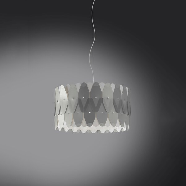 Sospensione Moderna Amanda Polilux ® Argento E Metallo Cromo 1 Luce E27 D40Cm