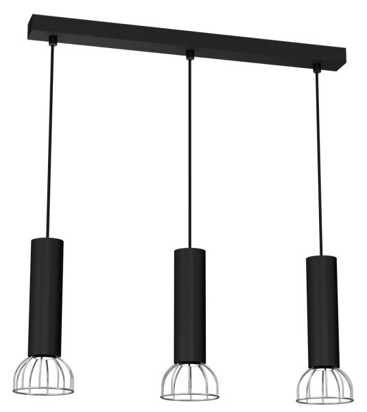 Lampadario su corda DANTE 3xGU10/25W/230V nero/cromo lucido