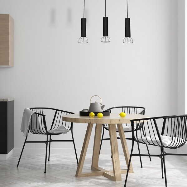 Lampadario su corda DANTE 3xGU10/25W/230V nero/cromo lucido