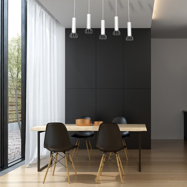 Lampadario su filo DANTE 5xGU10/25W/230V bianco/cromo luminoso