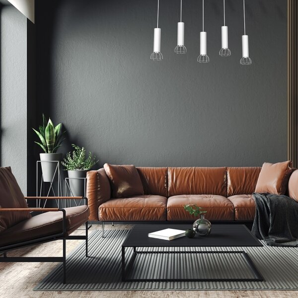 Lampadario su filo DANTE 5xGU10/25W/230V bianco/cromo luminoso
