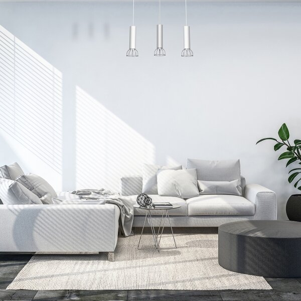 Lampadario su corda DANTE 3xGU10/25W/230V bianco/cromo lucido