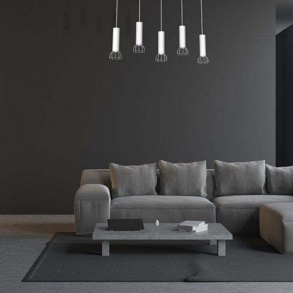 Lampadario su filo DANTE 5xGU10/25W/230V bianco/cromo luminoso