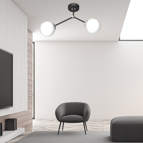 Lampadario a plafone JOY 2xE14/40W/230V nero/cromato lucido