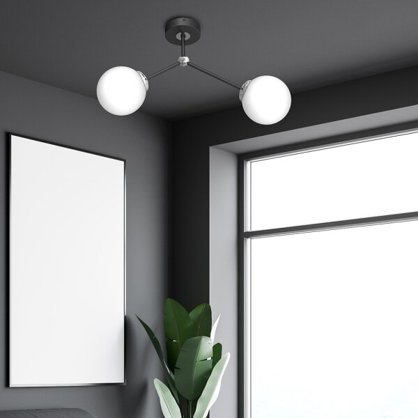 Lampadario a plafone JOY 2xE14/40W/230V nero/cromato lucido