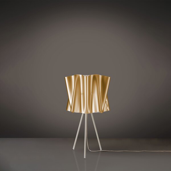Lampada Da Scrivania Moderna 3 Piedi Folio Polilux ® New Gold Metallo 1 Luce E27