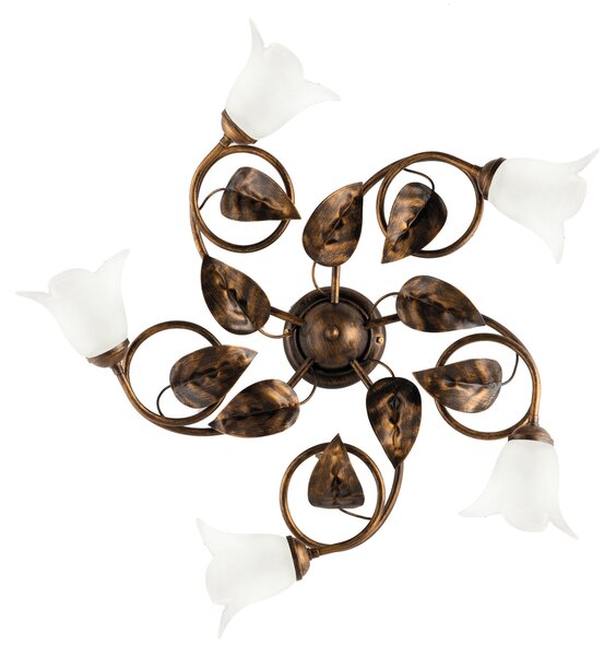 Plafoniera Arte Povera Limone 5 Luci Marrone e Bianco LuceArt Classic