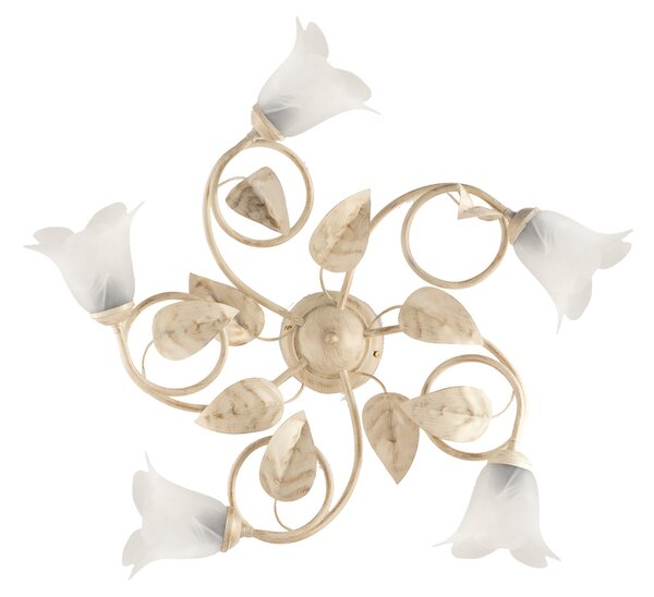Plafoniera Arte Povera Limone 5 Luci Avorio e Bianco LuceArt Classic