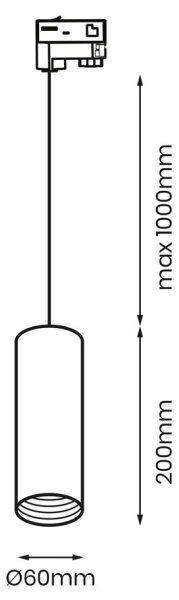 Lampadario su corda per sistema a binario trifase PIPE 1xGU10/25W/230V bianco