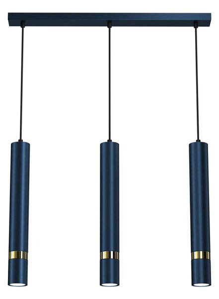 Lampadario a sospensione con cavo JOKER 3xGU10/25W/230V blu/oro