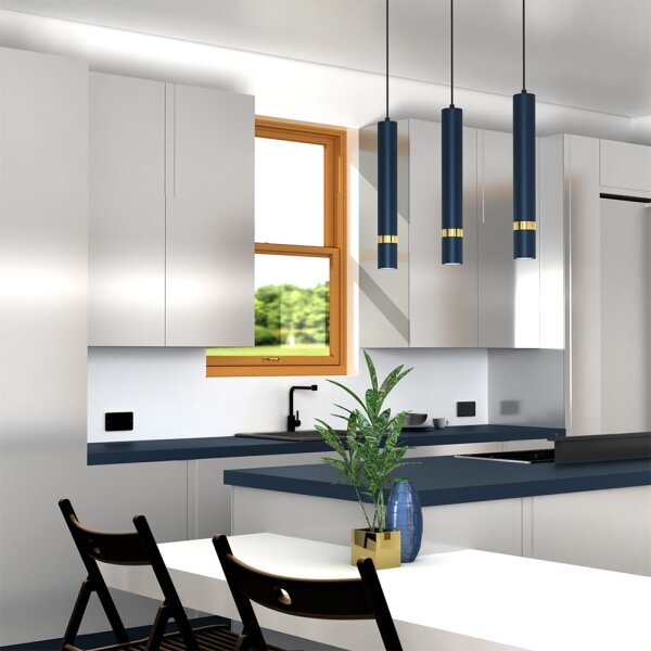 Lampadario a sospensione con cavo JOKER 3xGU10/25W/230V blu/oro