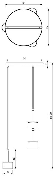 Lampadario su corda ARENA 3xGX53/11W/230V bianco/oro