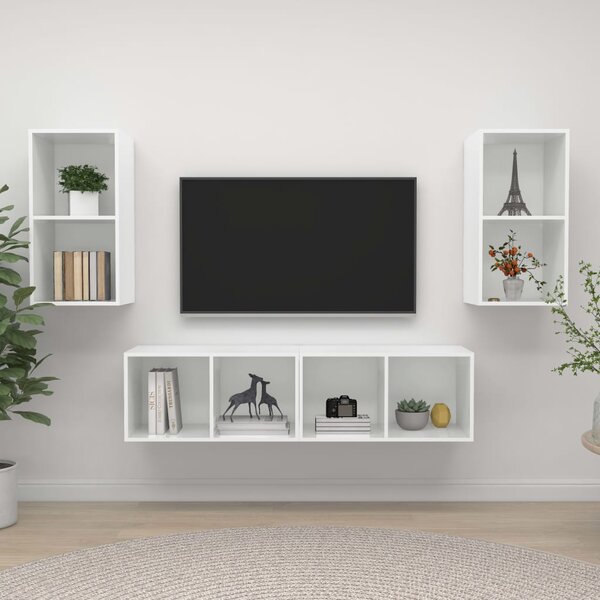 VidaXL Mobile tv con ruote bianco lucido 80x40x45 cm legno multistrato Mobili  porta tv 