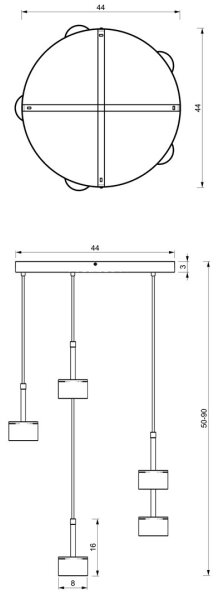 Lampadario su corda ARENA 5xGX53/11W/230V nero/oro