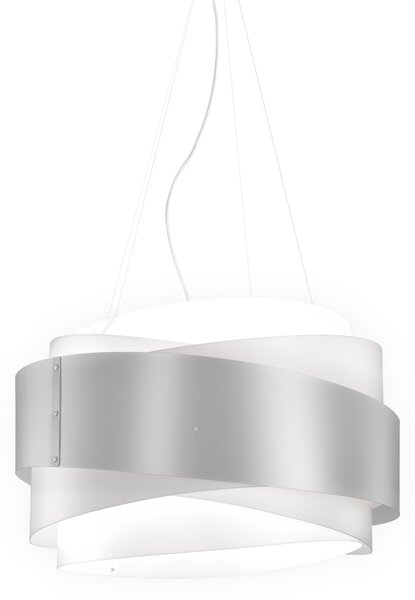 Sospensione Moderna Bea Polilux ® Argento E Metallo Cromo 1 Luce E27 D60Cm
