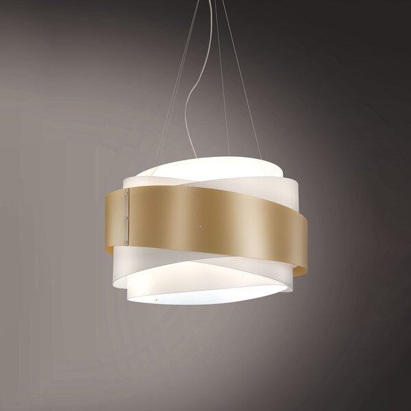 Sospensione Moderna Bea Polilux ® New Gold E Metallo Cromo 1 Luce E27 D60Cm