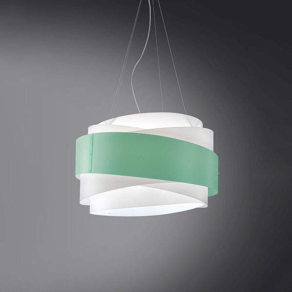 Sospensione Moderna Bea Polilux ® Verde Pastello Metallo Cromo 1 Luce E27 D60Cm
