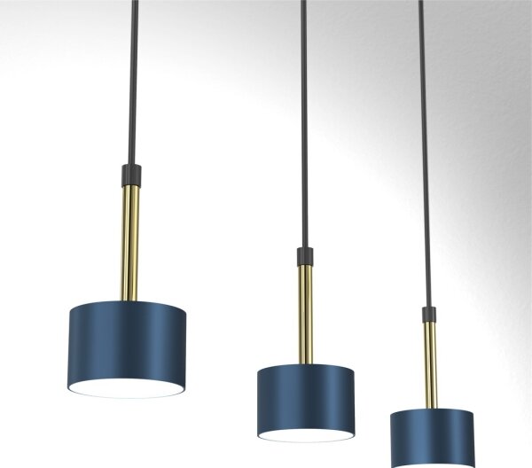 Lampadario su corda ARENA 3xGX53/11W/230V blu/dorato