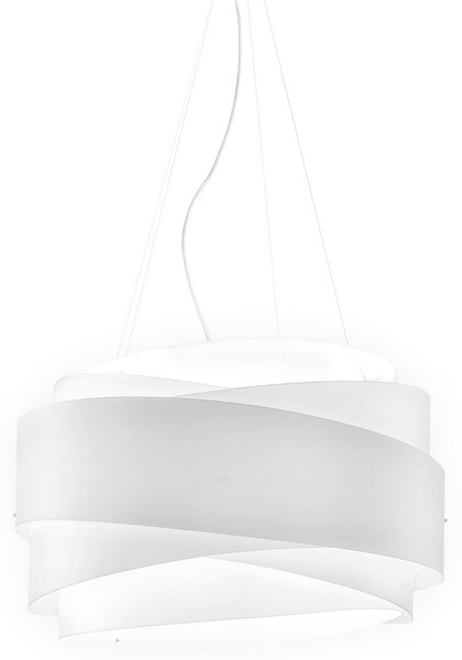 Sospensione Moderna Bea Polilux ® Bianco E Metallo Cromo 1 Luce E27 D60Cm