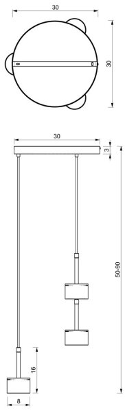 Lampadario su corda ARENA 3xGX53/11W/230V verde/oro