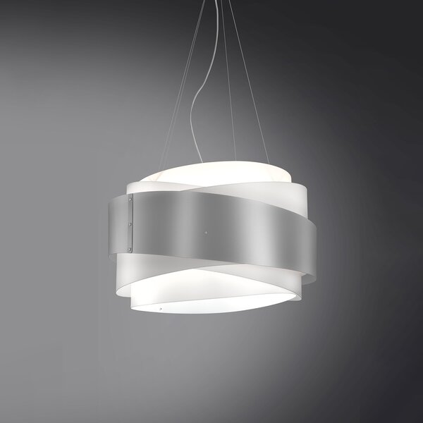 Sospensione Moderna Bea Polilux ® Argento E Metallo Cromo 1 Luce E27 D60Cm