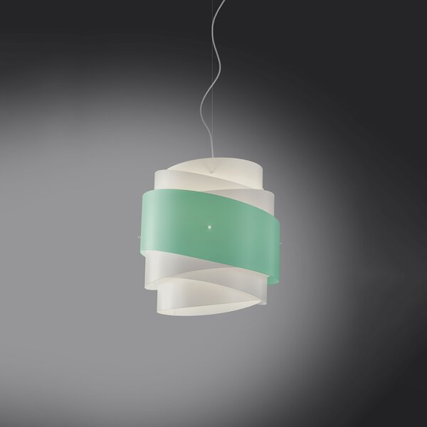 Sospensione Moderna Bea Polilux ® Verde Pastello Metallo Cromo 1 Luce E27 D40Cm