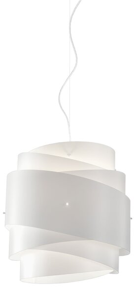 Sospensione Moderna Bea Polilux ® Bianco E Metallo Cromo 1 Luce E27 D40Cm