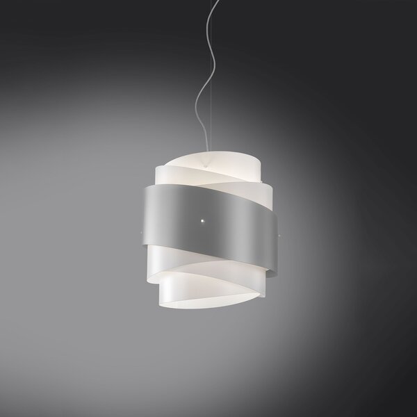 Sospensione Moderna Bea Polilux ® Argento E Metallo Cromo 1 Luce E27 D40Cm