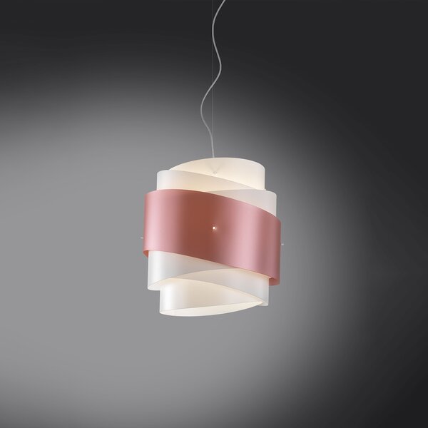 Sospensione Moderna Bea Polilux ® Pink Metal E Metallo Cromo 1 Luce E27 D40Cm