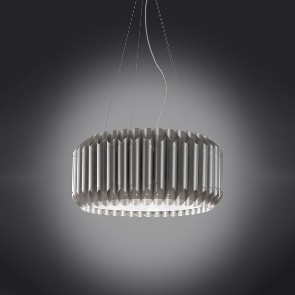 Sospensione Moderna Louise Polilux ® Argento E Metallo Cromo 1 Luce E27 D60Cm