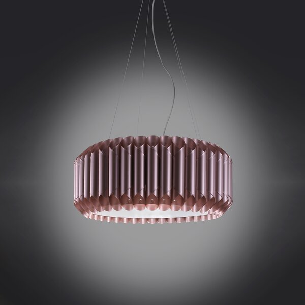 Sospensione Moderna Louise Polilux ® Pink Metal E Metallo Cromo 1 Luce E27 D60Cm