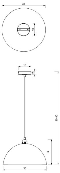 Lampadario su corda BETA 1xE27/60W/230V d. 35 cm nero