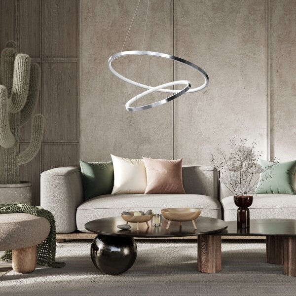 Lampadario LED a cavo ROTONDA LED/51W/230V cromo lucido