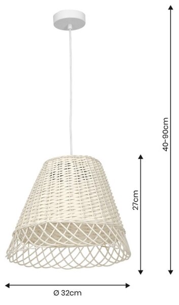 Lampadario su corda VIMINI 1xE27/40W/230V rattan