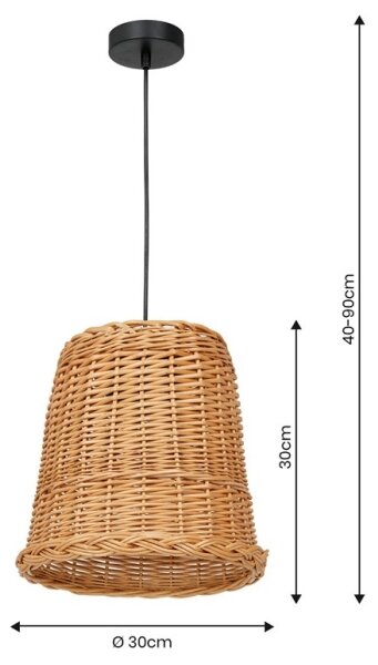 Lampadario su corda VIMINI 1xE27/40W/230V rattan