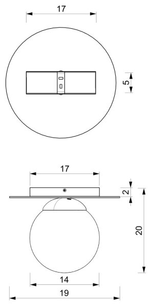 Plafoniera PLATO 1xE14/40W/230V d. 19 cm