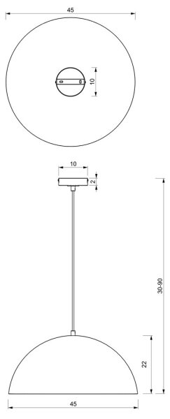 Lampadario su corda BETA 1xE27/60W/230V d. 45 cm nero