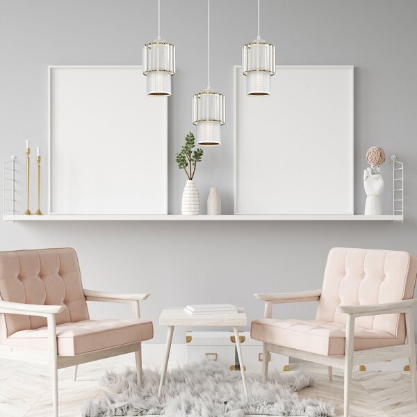 Lampadario a sospensione con filo BLANCO 3xE27/60W/230V bianco