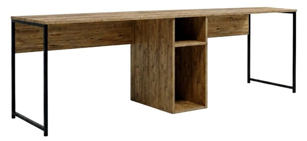 Scrivania doppia quercia 240x60cm struttura in metallo - Asarat