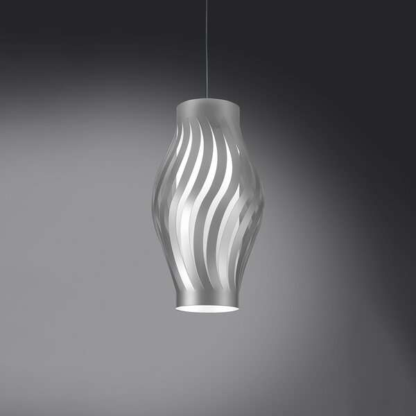 Sospensione Moderna Helios Polilux ® Argento 1 Luce E27 H32Cm