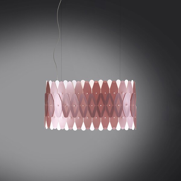 Lampadario Moderno Ovale Amanda Polilux ® Pink Metal E Metallo Cromo 3 Luci E27