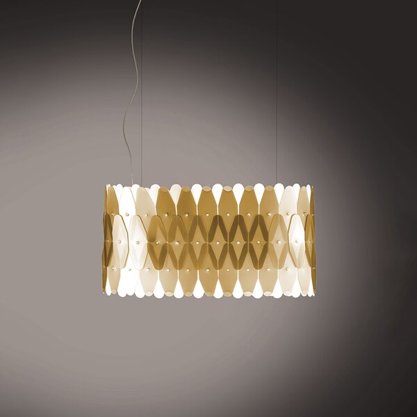 Lampadario Moderno Ovale Amanda Polilux ® New Gold E Metallo Cromo 3 Luci E27