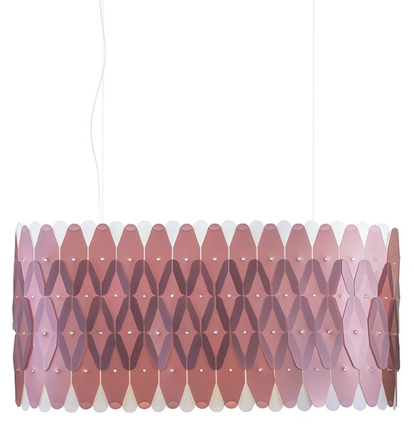 Lampadario Moderno Amanda Polilux ® Pink Metal E Metallo Cromo 6 Luci E27