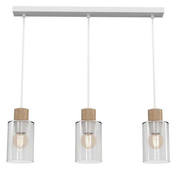Lampadario a sospensione con filo MADERA 3xE27/60W/230V bianco/legno