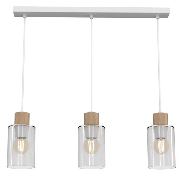 Lampadario a sospensione con filo MADERA 3xE27/60W/230V bianco/legno