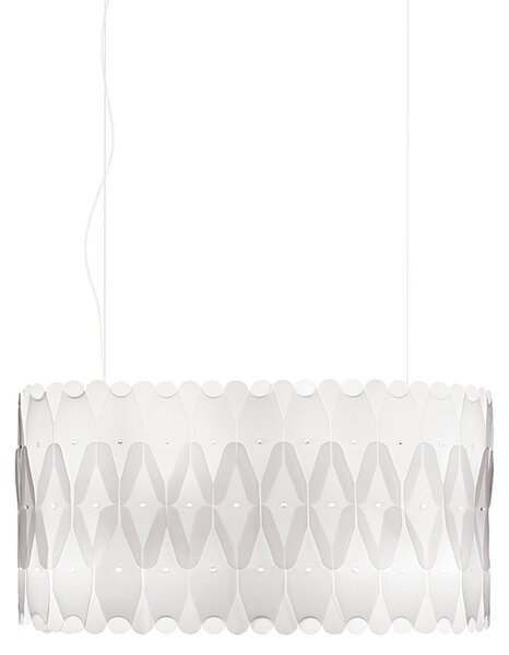 Lampadario Moderno Ovale Amanda Polilux ® Bianco E Metallo Cromo 3 Luci E27