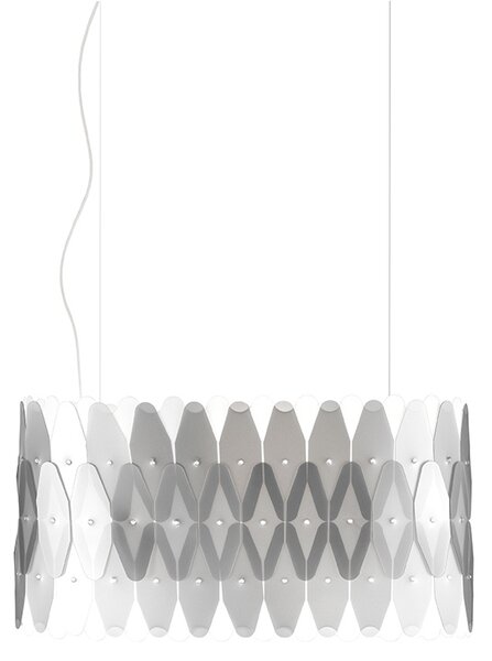 Lampadario Moderno Ovale Amanda Polilux ® Argento E Metallo Cromo 3 Luci E27