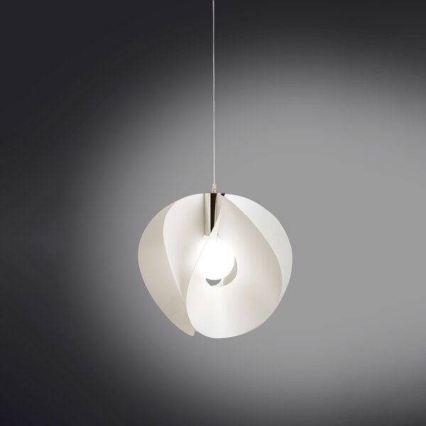 Sospensione Moderna Atom Polilux ® Bianco E Metallo Cromo 1 Luce E27 D54Cm