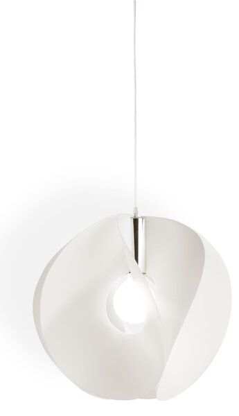 Sospensione Moderna Atom Polilux ® Bianco E Metallo Cromo 1 Luce E27 D54Cm