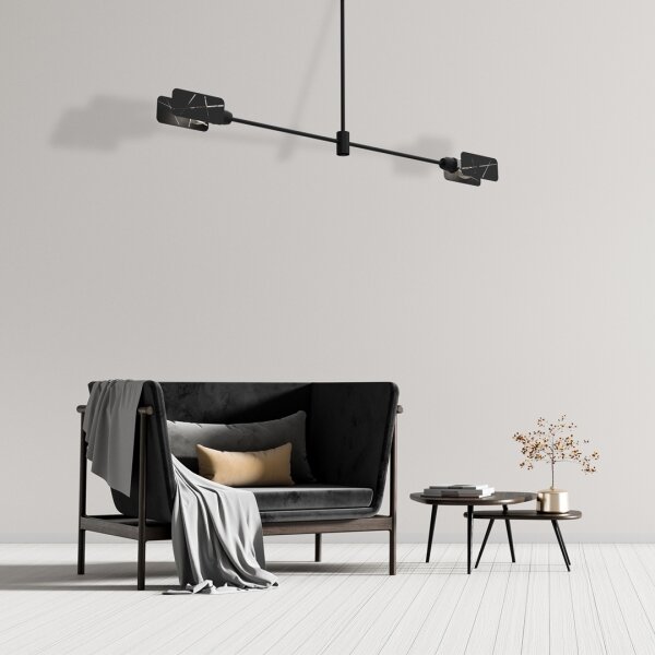 Lampadario a sospensione con supporto rigido ASTRA 2xE27/60W/230V nero